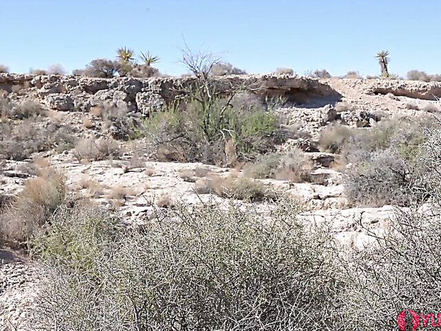 Outdoor threesome in the desert with milf hikers Sofie Marie and Kyla Keys