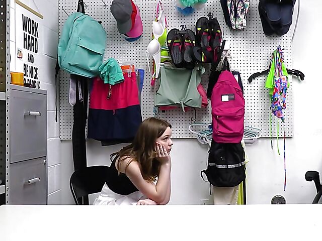 Cute young shoplifter Adrianna Jade gets penetrated