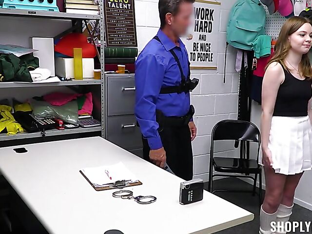 Cute young shoplifter Adrianna Jade gets penetrated