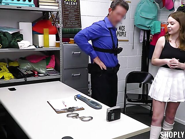 Cute young shoplifter Adrianna Jade gets penetrated