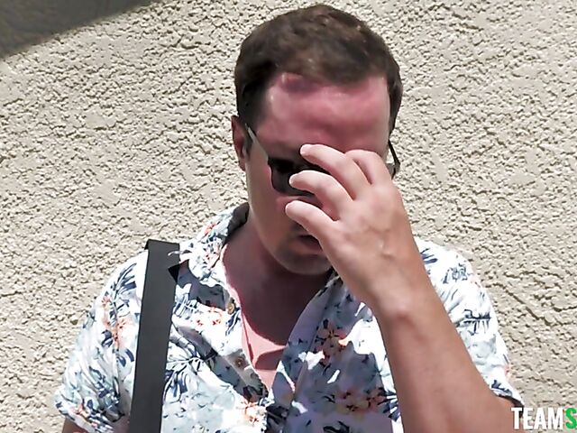 Blonde girl with fake tits Jenna Fireworks gets some cock by the pool