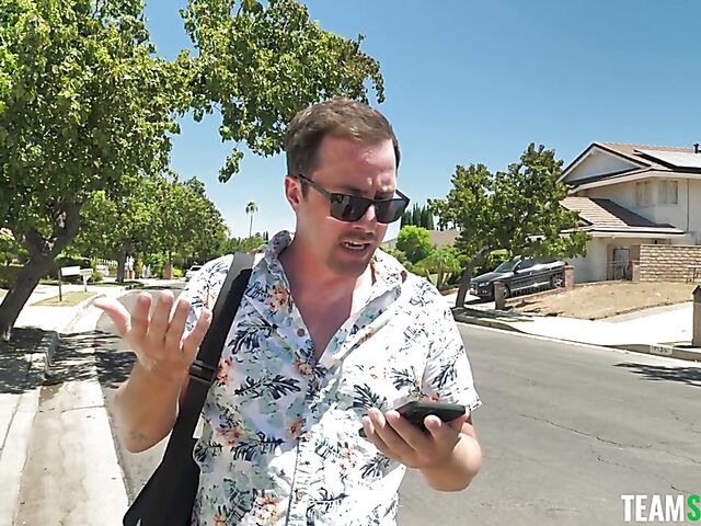 Blonde girl with fake tits Jenna Fireworks gets some cock by the pool