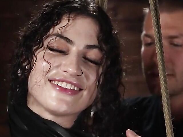 Bondage anal in the air with raven-haired slave girl Lydia Black