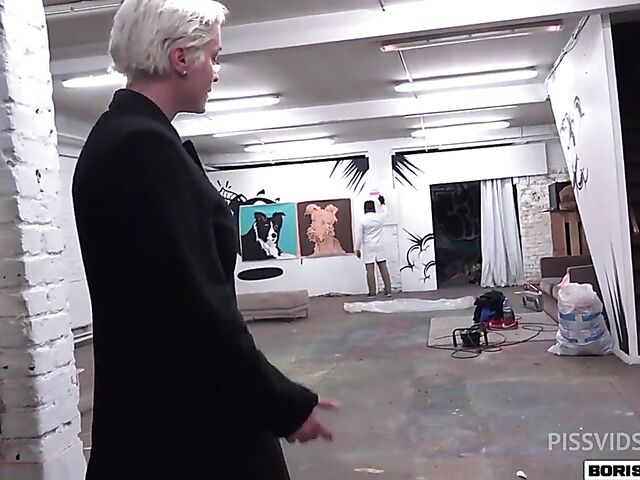 Mila Milan - Short hair MILF with big tits pissing and getting ass fucked