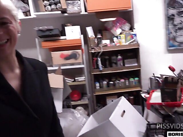 Mila Milan - Short hair MILF with big tits pissing and getting ass fucked