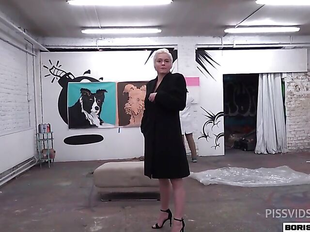 Mila Milan - Short hair MILF with big tits pissing and getting ass fucked