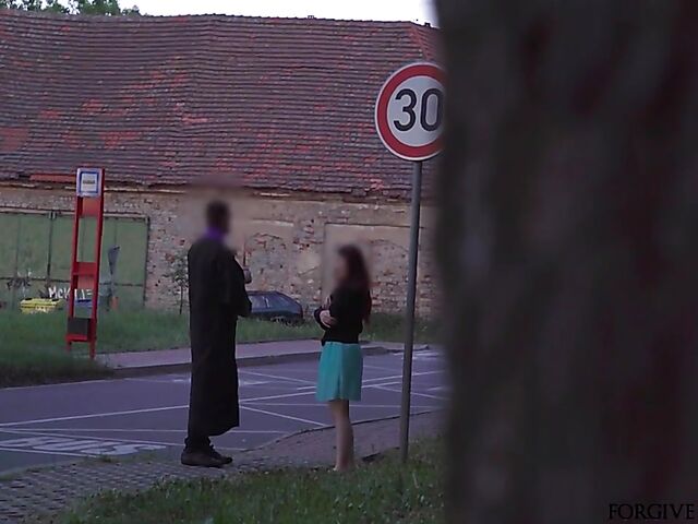 Nasty girl gets tricked into van fuck with the preacher