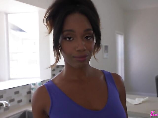 Ebony stepmom Lacey London gets her black pussy pounded by a white boy