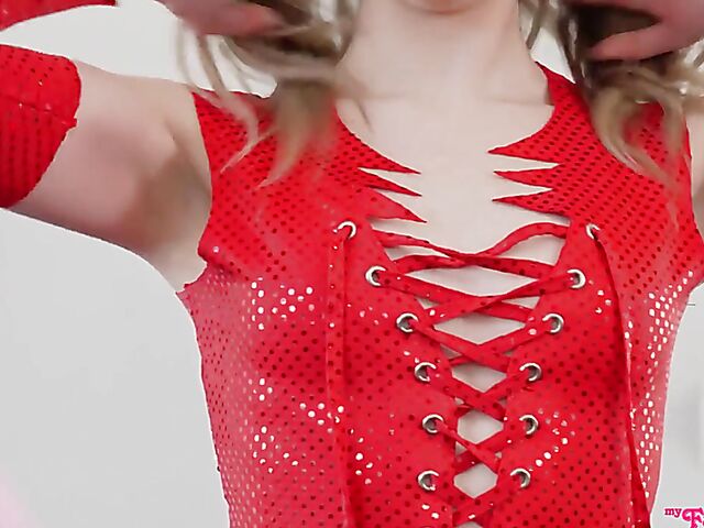 Free use FFM teen threesome on Halloween with Lily Larimar and Theodora Day