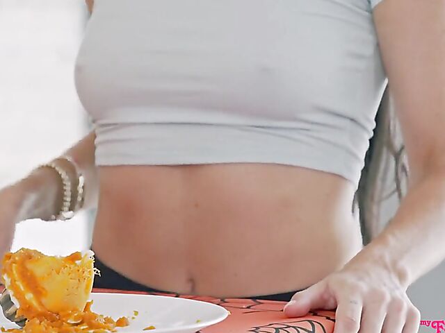 Free use FFM teen threesome on Halloween with Lily Larimar and Theodora Day