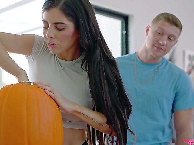 Free use FFM teen threesome on Halloween with Lily Larimar and Theodora Day