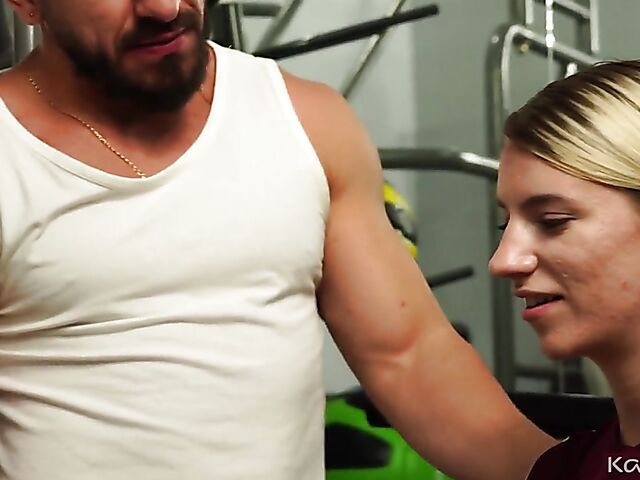 Gym sex with flat-chested blonde Jayden Black