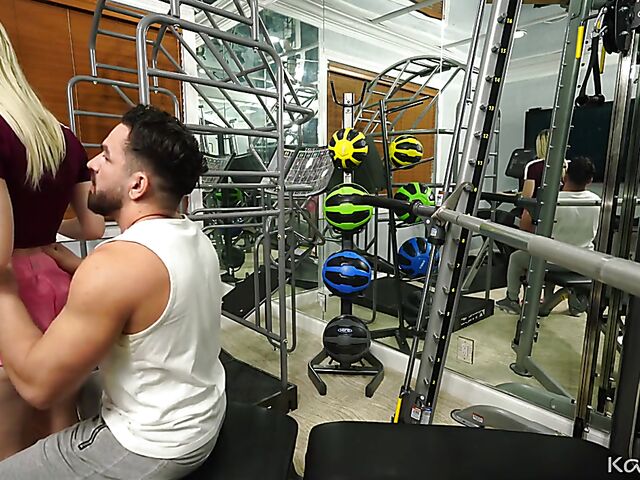 Gym sex with flat-chested blonde Jayden Black