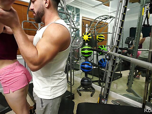 Gym sex with flat-chested blonde Jayden Black