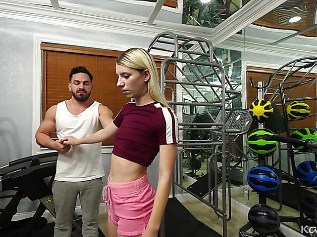 Gym sex with flat-chested blonde Jayden Black