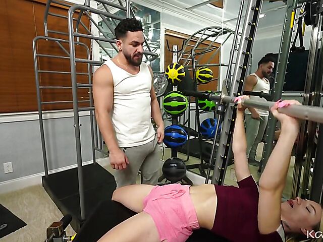 Gym sex with flat-chested blonde Jayden Black