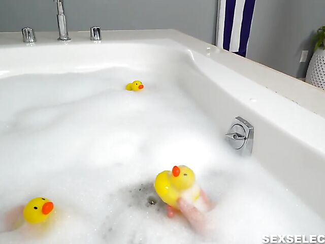 Hot POV in the bathtub and on the couch in the living room with sweet stepsis Vanna Bardot