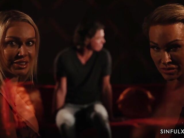 Busty MILF making love in the dark in erotic movie with Amber Jayne and Aubrey Black