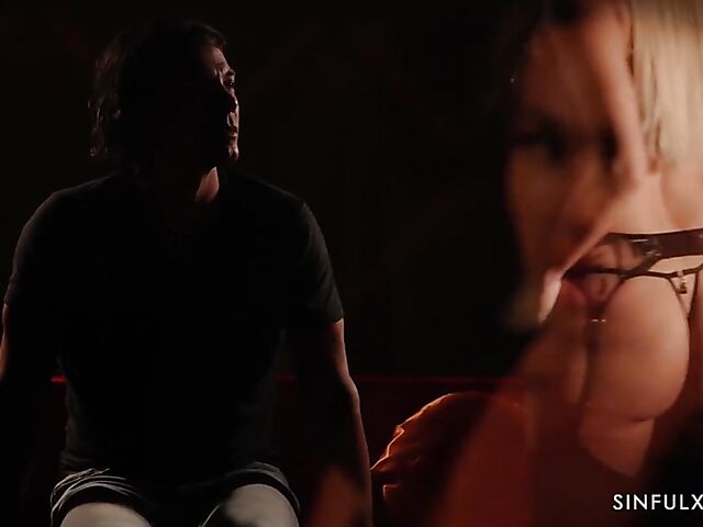 Busty MILF making love in the dark in erotic movie with Amber Jayne and Aubrey Black