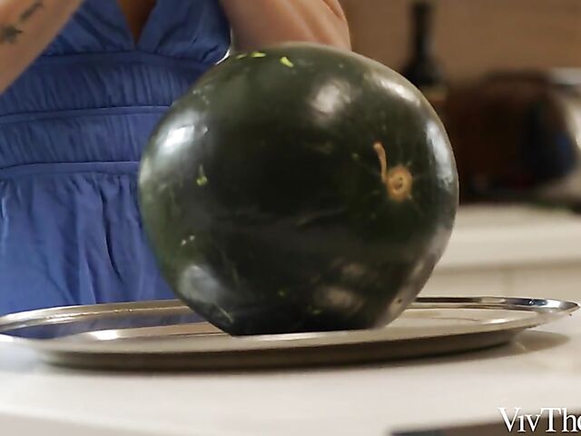 Watermelon loving lesbian babes Jayla De Angelis and Amirah Adara get soaked