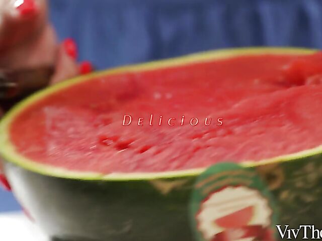 Watermelon loving lesbian babes Jayla De Angelis and Amirah Adara get soaked