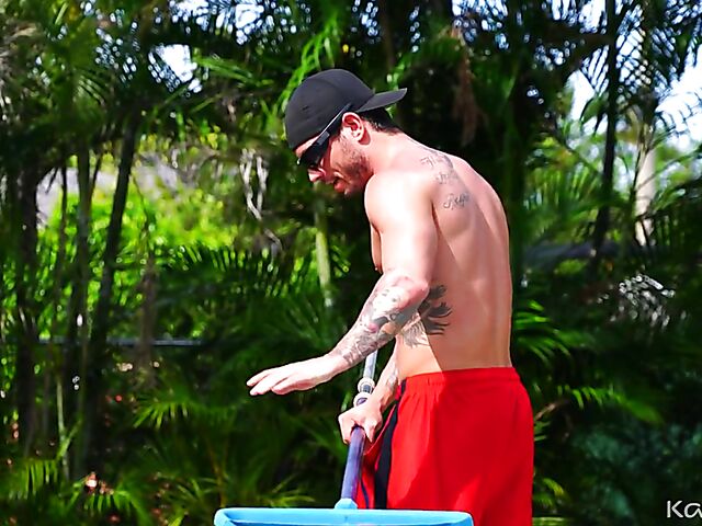 Naughty ebony babe Alina Ali seduces white pool boy