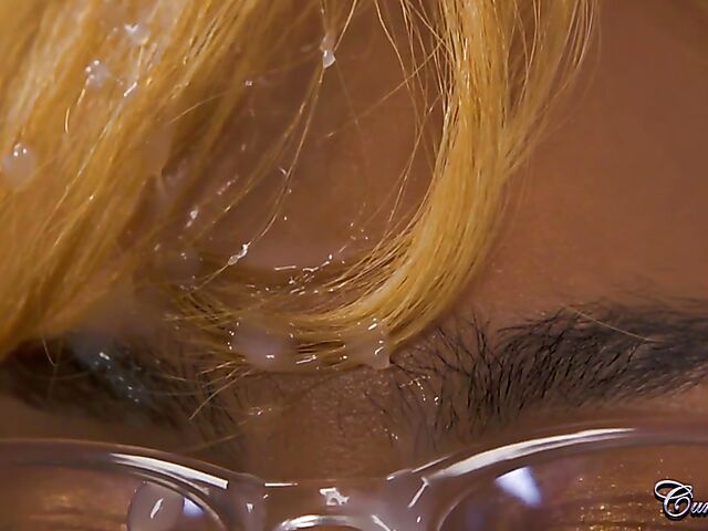 Ball licking nurse Bluelah gets cum on glasses