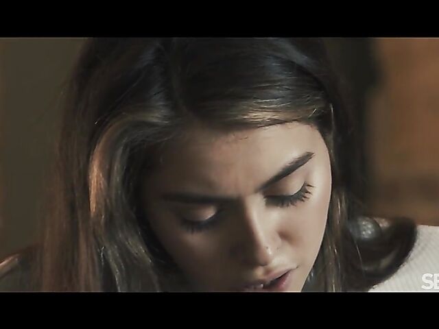 Passionate lesbian lovers Foxy Alissa and Antonia Sainz make out on the couch