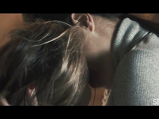 Passionate lesbian lovers Foxy Alissa and Antonia Sainz make out on the couch