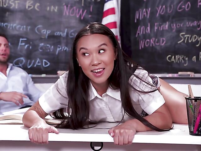 Asian schoolgirl Kimmy Kimm fucks by her teacher