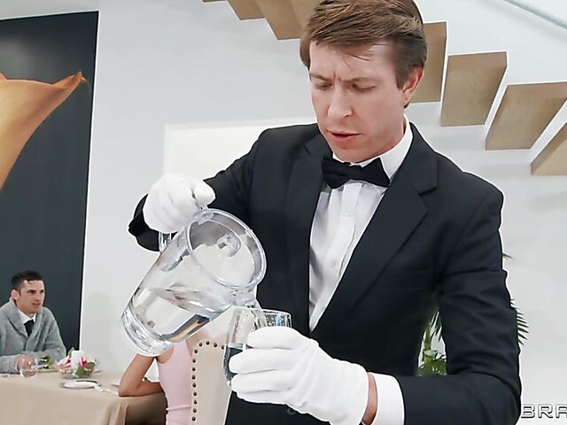 Whitney Wright's squirting pussy under the table