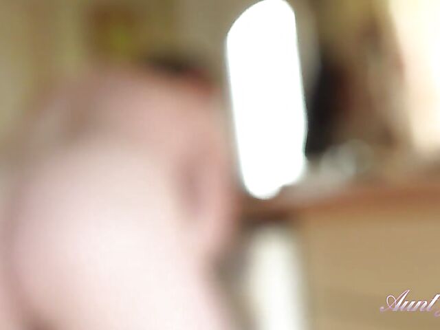 Mature BBW masturbating in the kitchen especially for you