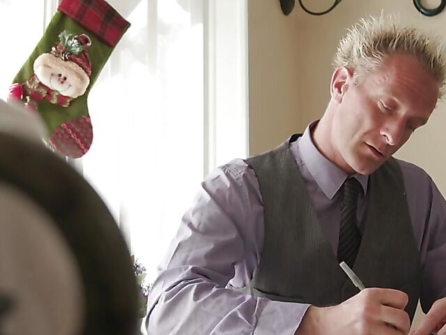 Old and young Christmas fuck with skinny schoolgirl Liz Jordan