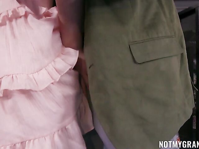 Ginger Grey - Old man and teen have sex at a video rental store