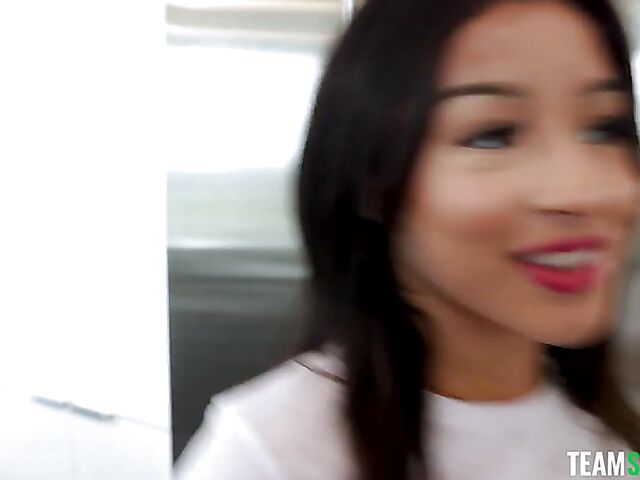 In the shower with petite latina teen Mickey Violet