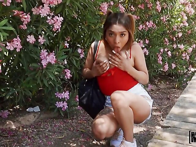 Outdoor POV session with petite latina Michi