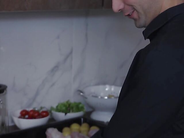 Horny mature blonde Yazmine gets pounded in the middle of the kitchen