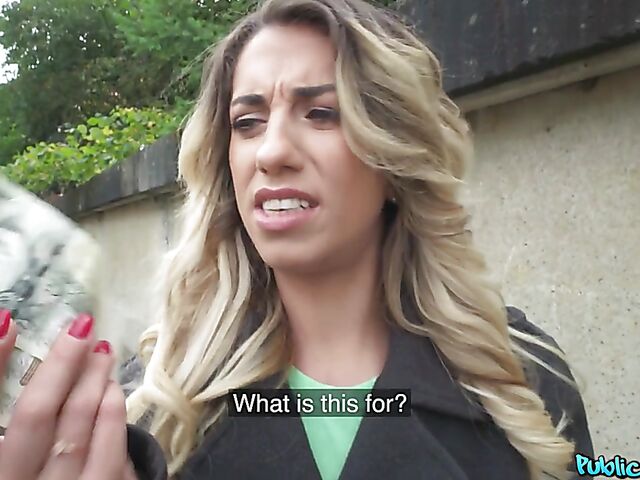 POV sex for money in panties and pantyhose with skinny Megane Lopez