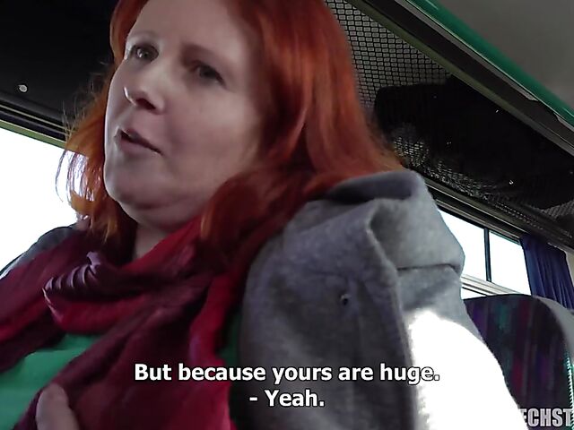 Bus public tits flashing and blowjob with cash-hungry milfs