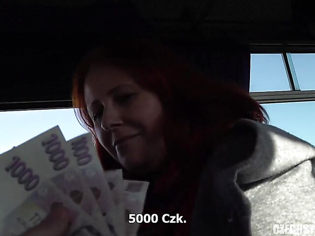 Bus public tits flashing and blowjob with cash-hungry milfs