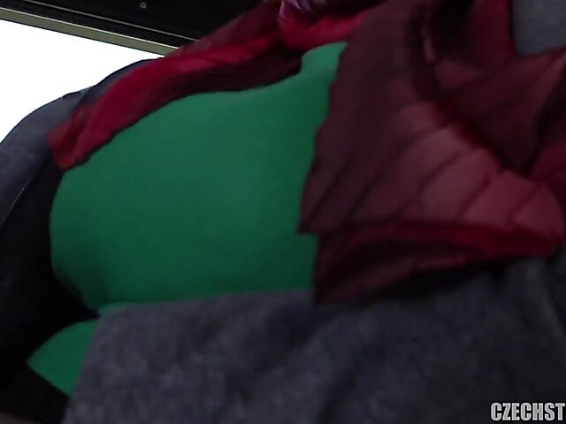 Bus public tits flashing and blowjob with cash-hungry milfs