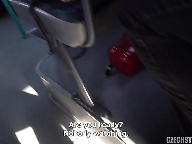 Bus public tits flashing and blowjob with cash-hungry milfs