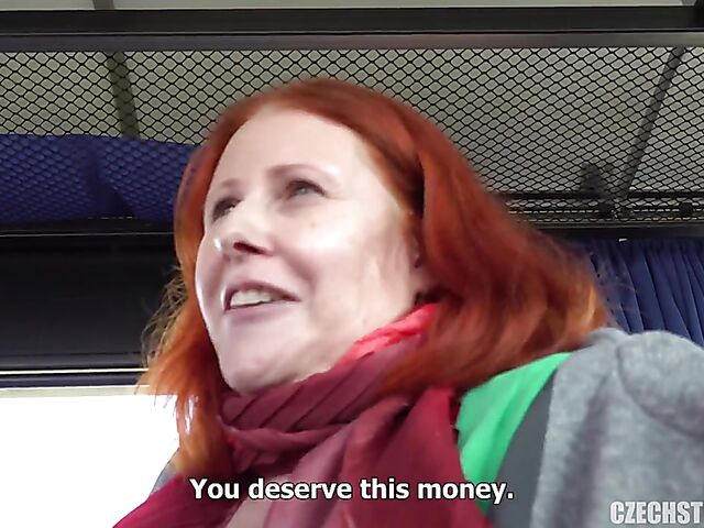 Bus public tits flashing and blowjob with cash-hungry milfs