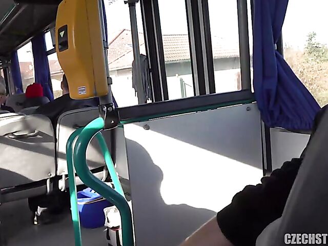 Bus public tits flashing and blowjob with cash-hungry milfs