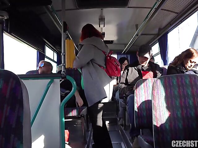 Bus public tits flashing and blowjob with cash-hungry milfs