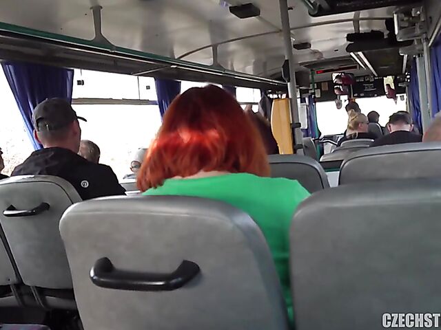 Bus public tits flashing and blowjob with cash-hungry milfs