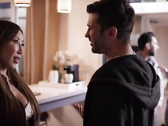 Nicole Doshi gets her shaved asian pussy fucked and fingered by Tommy Pistol