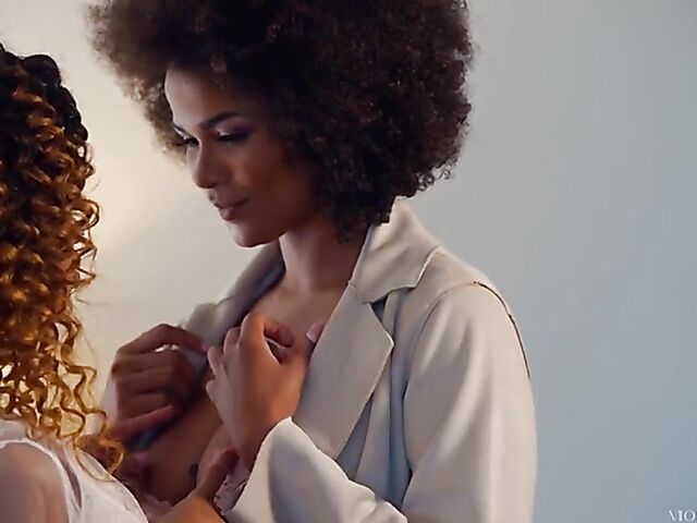 Interracial threesome with bisexual ebony babes Scarlit Scandal and Alina Ali