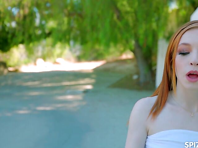 Pale redhead teen Madi Collins can't get enough of that big black dick