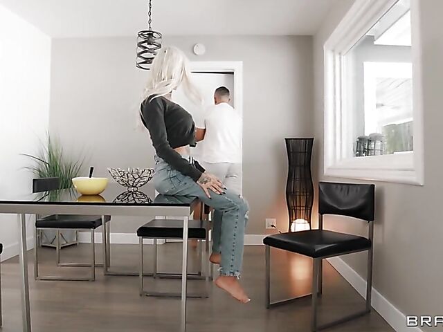 Tattooed blonde with big fake tits Chantal Danielle needs Keiran Lee's cock so bad